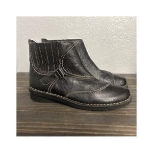 Alt‎ 90's Grunge Black Leather Ankle Moto Boots size 7 Downtown Girl CLARKS